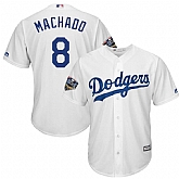 Dodgers 8 Manny Machado White 2018 World Series Cool Base Player Jersey Dzhi,baseball caps,new era cap wholesale,wholesale hats
